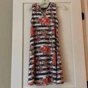 BCX striped dress with floral prints